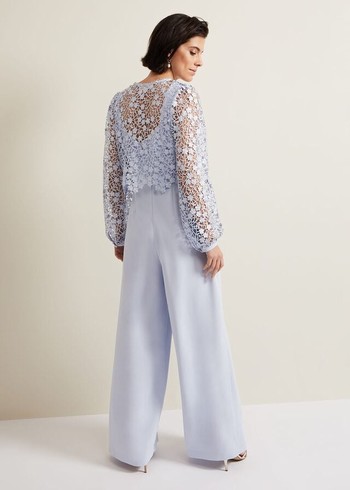 Phase Eight Mariposa Lace Jumpsuit Blue USA | 9218350-DP